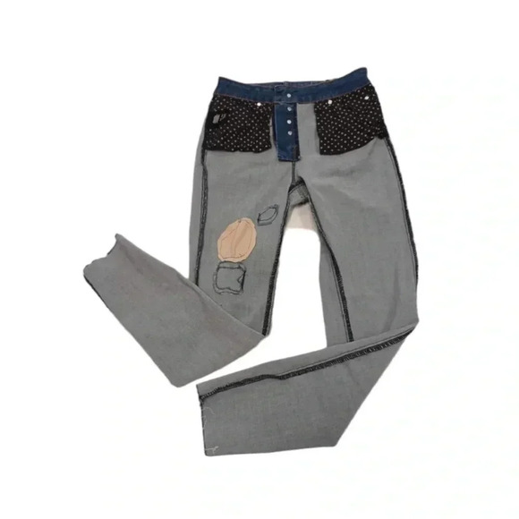 Tahari Evelyn Distressed Patchwork High Rise Skinny Jeans  Size 4/27 - Picture 8 of 16